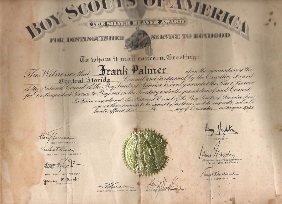 Frank Palmer Silver Beaver Award
