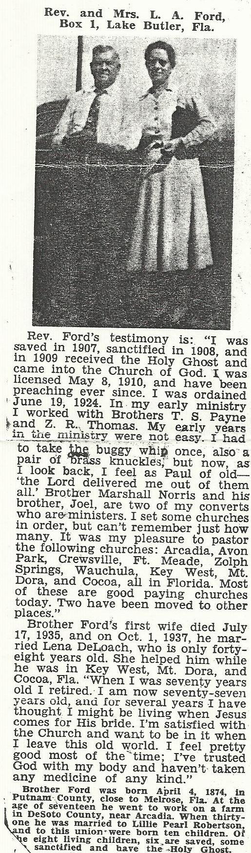 Aarticle Louis Ford ministry