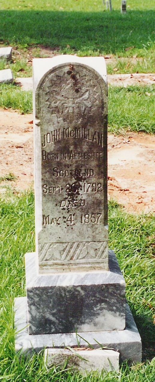 John McMillan Tombstone, Tabernacle Cem