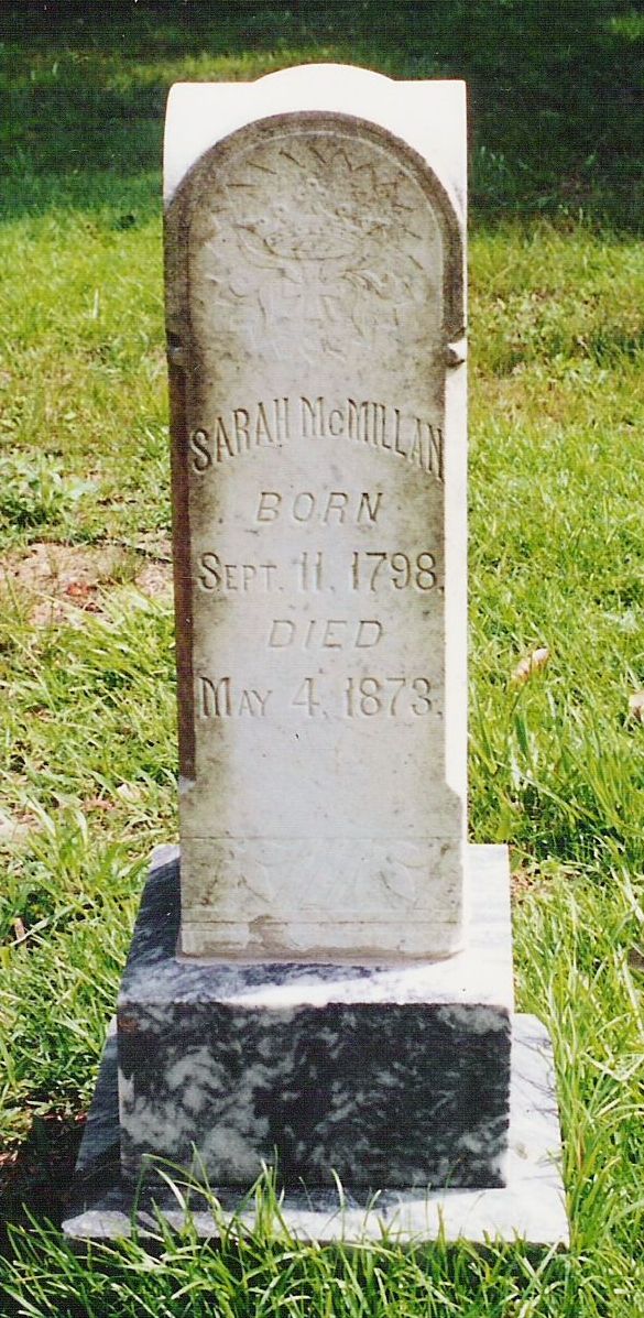 Sarah McMillan Tombstone, Tabernacle Cem