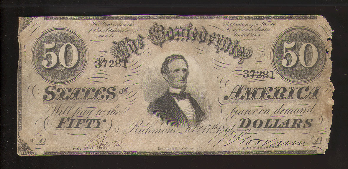 $50.00 Conferedate Money